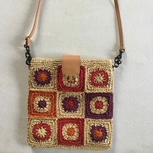 Tory Burch Crochet Raffia Shoulder/Crossbody Bag